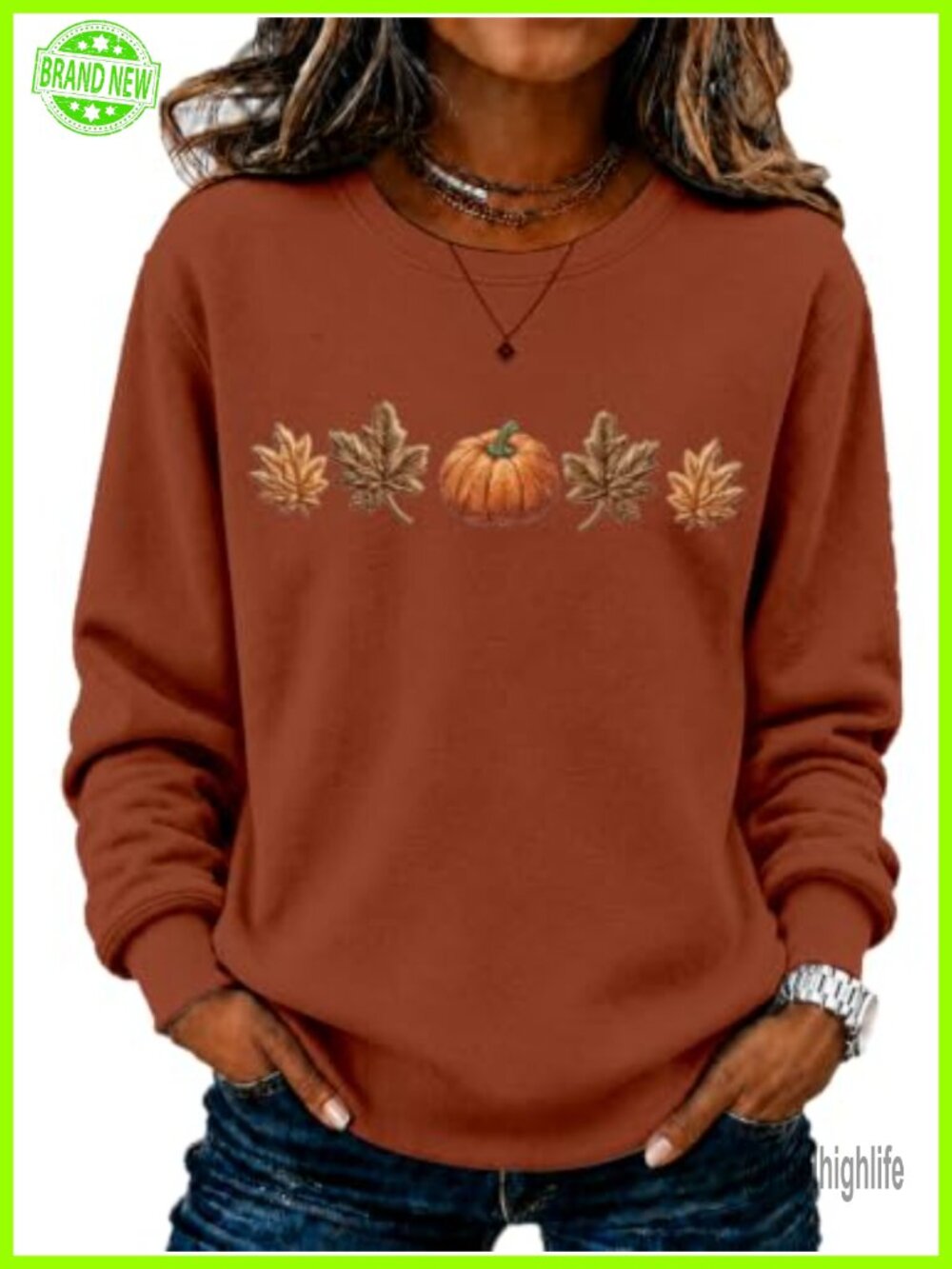 Women's Crewneck Fleece Pullover Sweatshirt Pumpkin Fall Graphic Long Sleeve